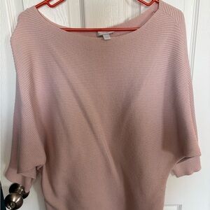 New York & Company Blush Ribbed Off-the-Shoulder Sweater